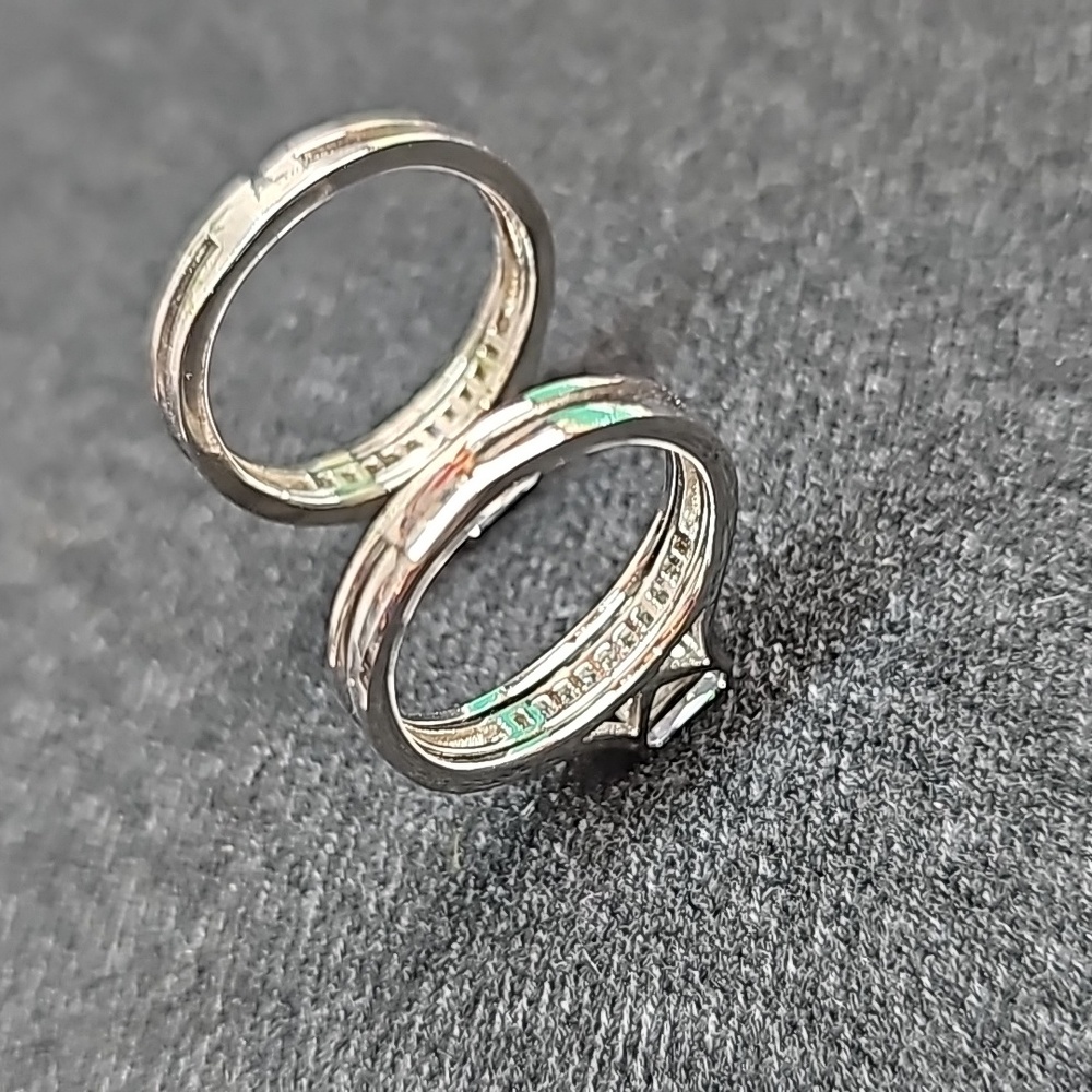 10KT WHITE GOLD PLATED PINCESS CUT WATERFALL RING - Picture 8 of 10